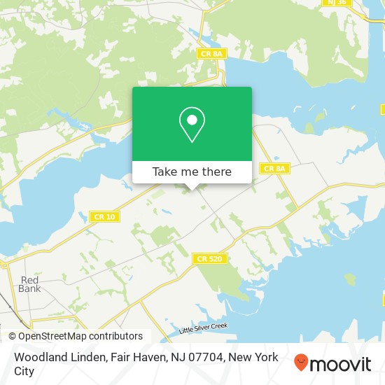 Mapa de Woodland Linden, Fair Haven, NJ 07704