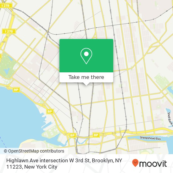 Mapa de Highlawn Ave intersection W 3rd St, Brooklyn, NY 11223