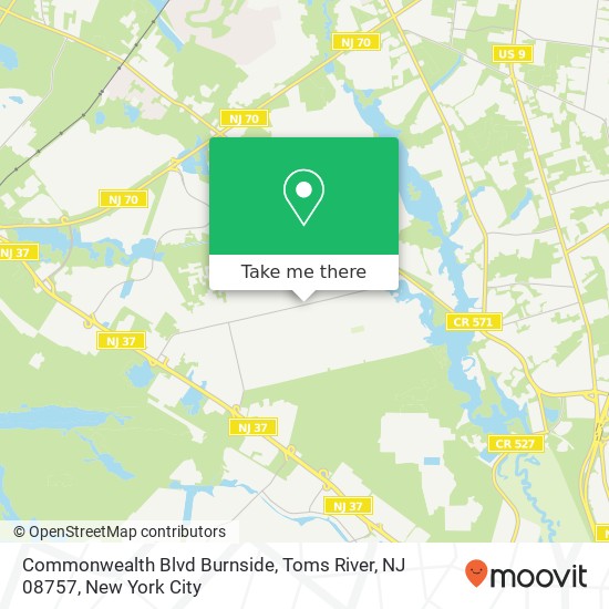 Mapa de Commonwealth Blvd Burnside, Toms River, NJ 08757
