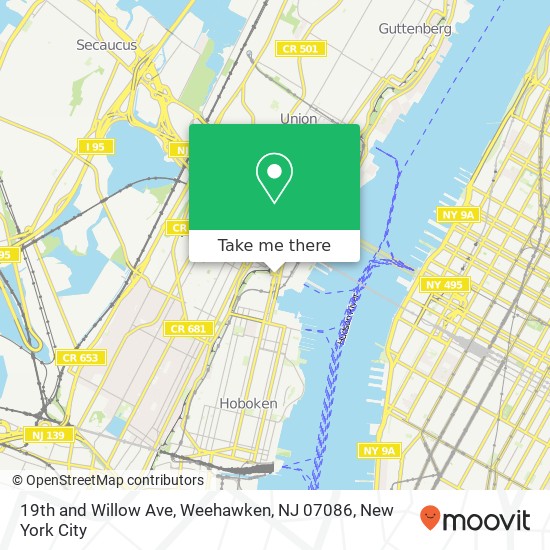 19th and Willow Ave, Weehawken, NJ 07086 map