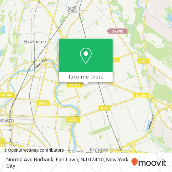 Mapa de Norma Ave Burbank, Fair Lawn, NJ 07410