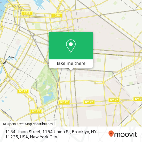 Mapa de 1154 Union Street, 1154 Union St, Brooklyn, NY 11225, USA