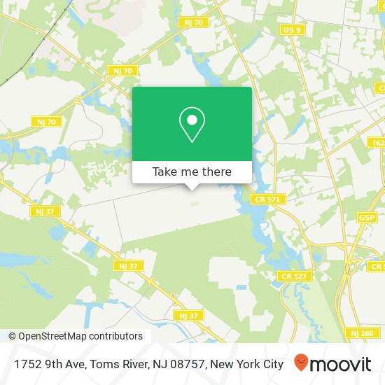 Mapa de 1752 9th Ave, Toms River, NJ 08757