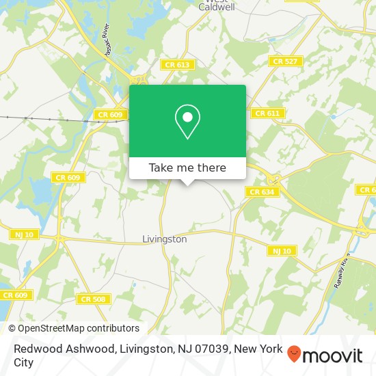 Mapa de Redwood Ashwood, Livingston, NJ 07039