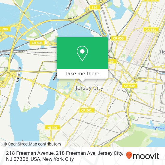 Mapa de 218 Freeman Avenue, 218 Freeman Ave, Jersey City, NJ 07306, USA