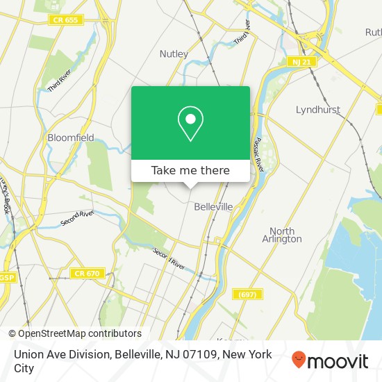 Union Ave Division, Belleville, NJ 07109 map