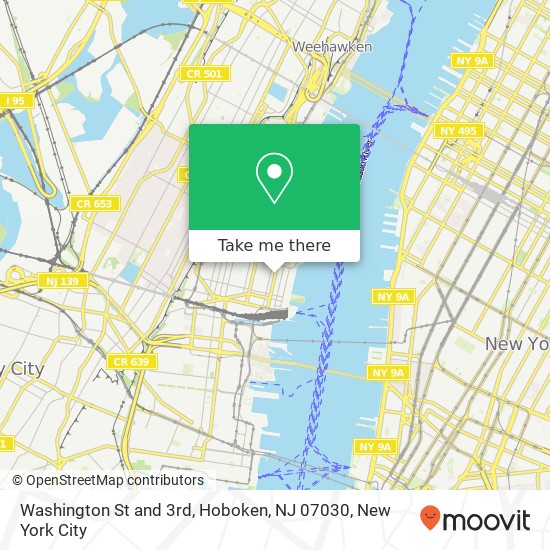 Washington St and 3rd, Hoboken, NJ 07030 map