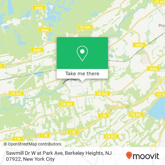 Mapa de Sawmill Dr W at Park Ave, Berkeley Heights, NJ 07922