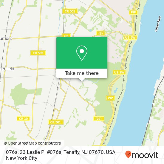 Mapa de 076s, 23 Leslie Pl #076s, Tenafly, NJ 07670, USA