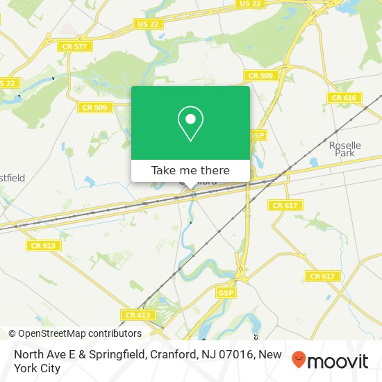 North Ave E & Springfield, Cranford, NJ 07016 map