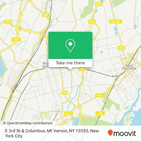 Mapa de E 3rd St & Columbus, Mt Vernon, NY 10553