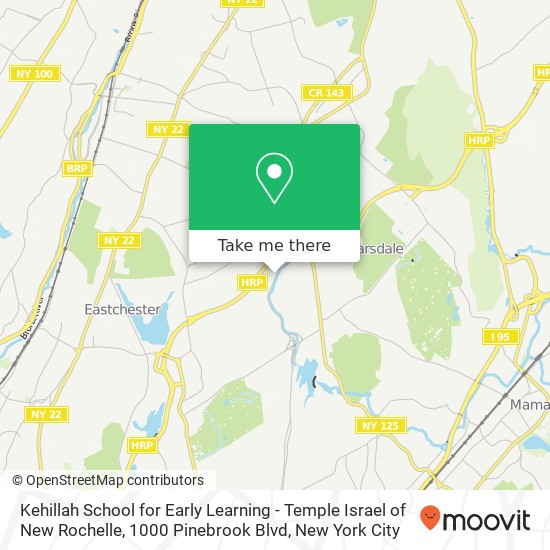 Mapa de Kehillah School for Early Learning - Temple Israel of New Rochelle, 1000 Pinebrook Blvd