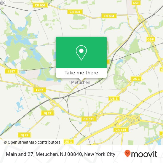 Mapa de Main and 27, Metuchen, NJ 08840