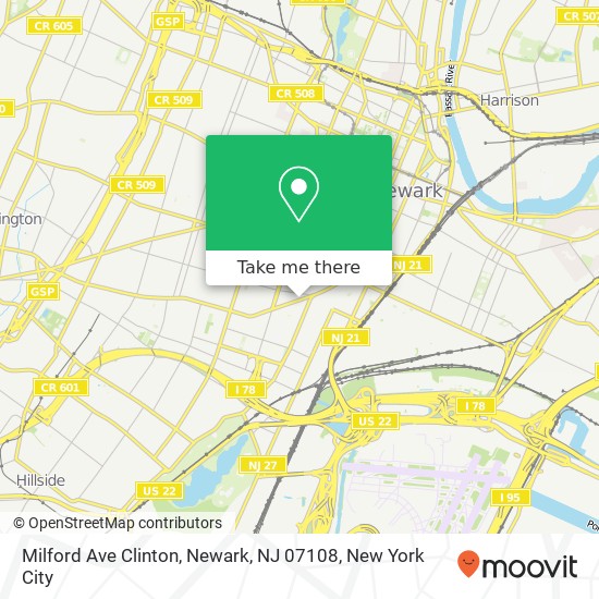 Mapa de Milford Ave Clinton, Newark, NJ 07108