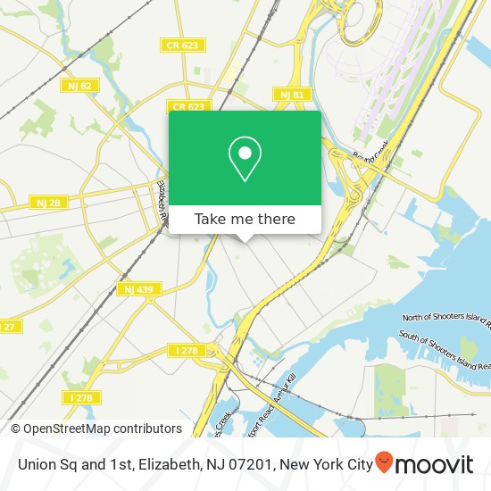 Union Sq and 1st, Elizabeth, NJ 07201 map