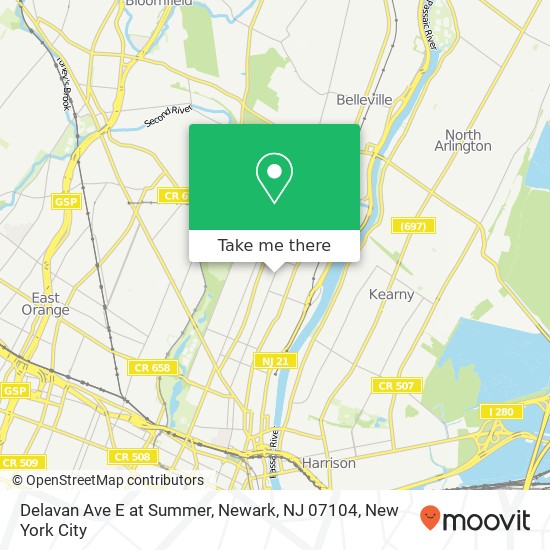 Mapa de Delavan Ave E at Summer, Newark, NJ 07104