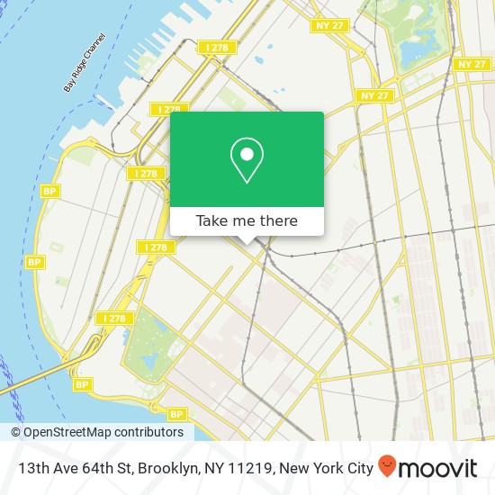 Mapa de 13th Ave 64th St, Brooklyn, NY 11219