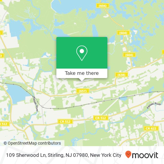 Mapa de 109 Sherwood Ln, Stirling, NJ 07980