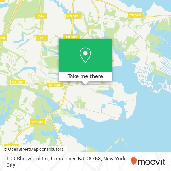 Mapa de 109 Sherwood Ln, Toms River, NJ 08753