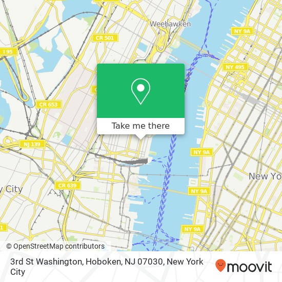 Mapa de 3rd St Washington, Hoboken, NJ 07030