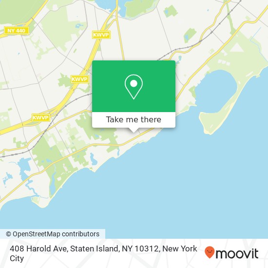 Mapa de 408 Harold Ave, Staten Island, NY 10312