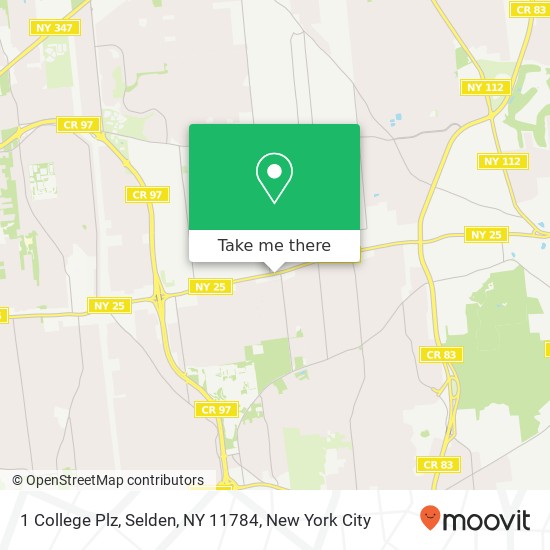 Mapa de 1 College Plz, Selden, NY 11784