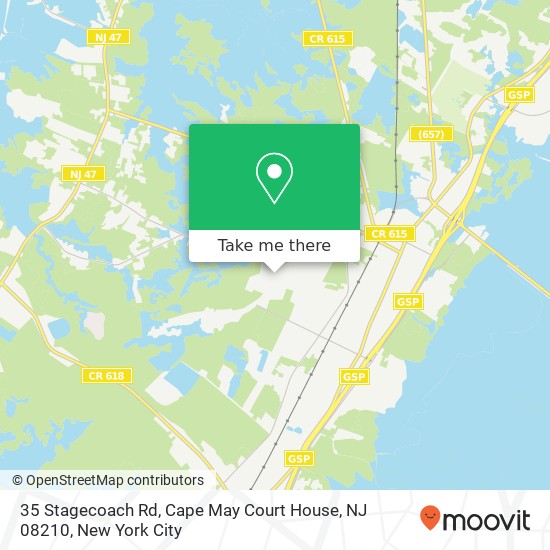 Mapa de 35 Stagecoach Rd, Cape May Court House, NJ 08210