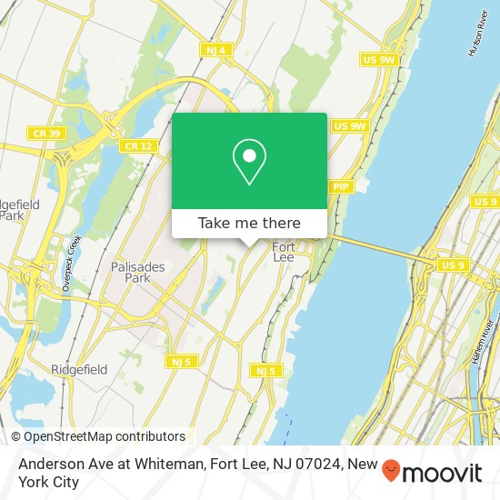 Anderson Ave at Whiteman, Fort Lee, NJ 07024 map
