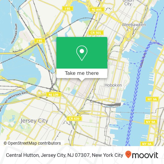 Mapa de Central Hutton, Jersey City, NJ 07307