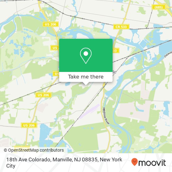 Mapa de 18th Ave Colorado, Manville, NJ 08835