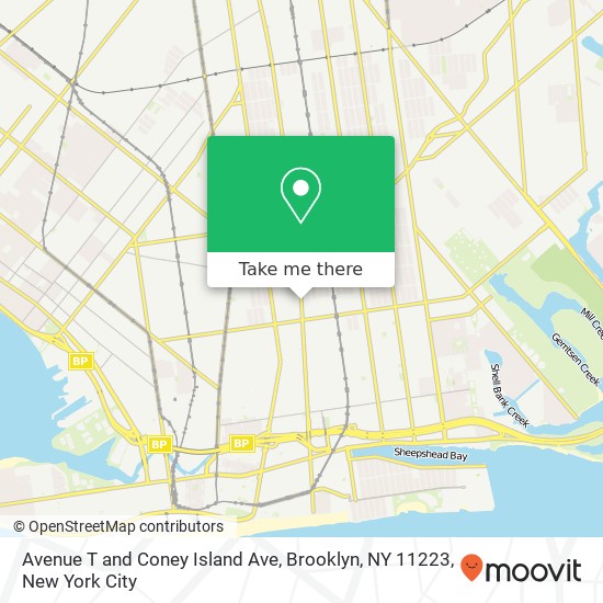 Avenue T and Coney Island Ave, Brooklyn, NY 11223 map
