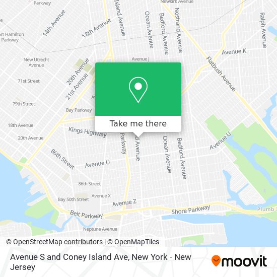 Avenue S and Coney Island Ave map