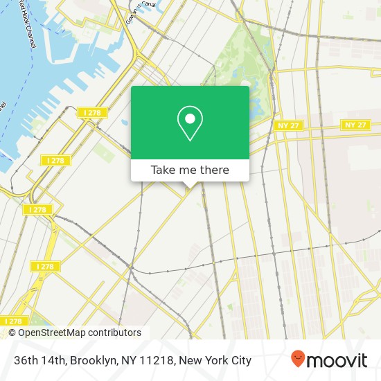 Mapa de 36th 14th, Brooklyn, NY 11218
