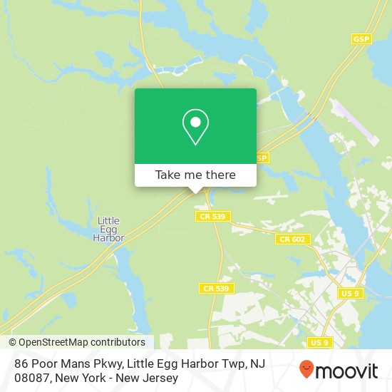 Mapa de 86 Poor Mans Pkwy, Little Egg Harbor Twp, NJ 08087