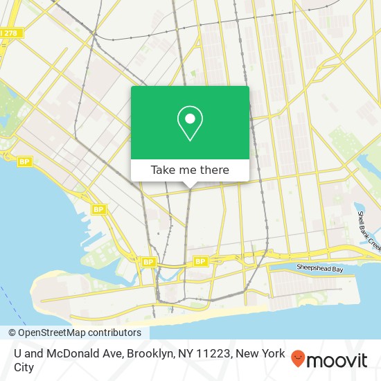 Mapa de U and McDonald Ave, Brooklyn, NY 11223