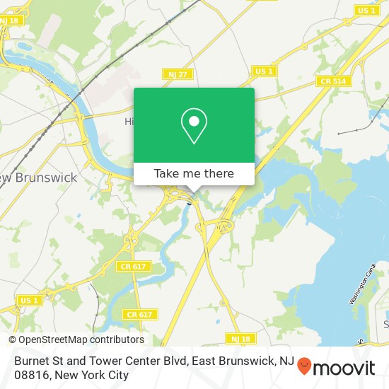 Mapa de Burnet St and Tower Center Blvd, East Brunswick, NJ 08816