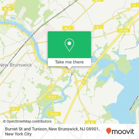 Mapa de Burnet St and Tunison, New Brunswick, NJ 08901