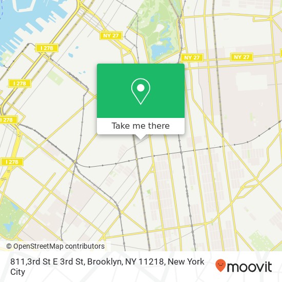 Mapa de 811,3rd St E 3rd St, Brooklyn, NY 11218