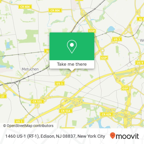 Mapa de 1460 US-1 (RT-1), Edison, NJ 08837