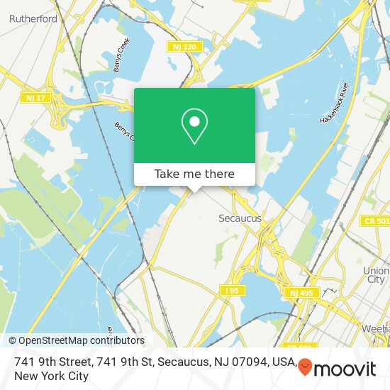 Mapa de 741 9th Street, 741 9th St, Secaucus, NJ 07094, USA