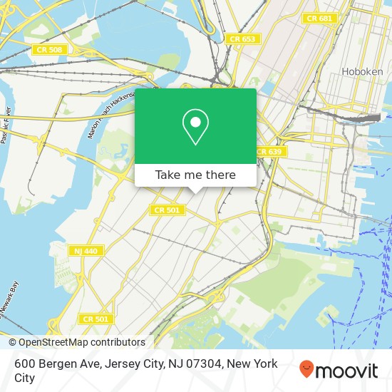 Mapa de 600 Bergen Ave, Jersey City, NJ 07304
