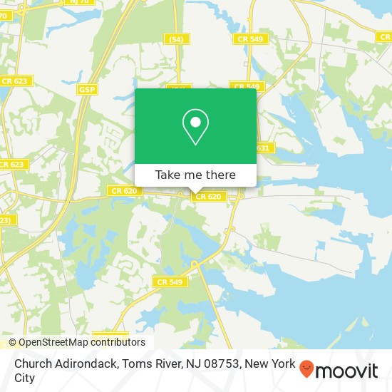 Mapa de Church Adirondack, Toms River, NJ 08753