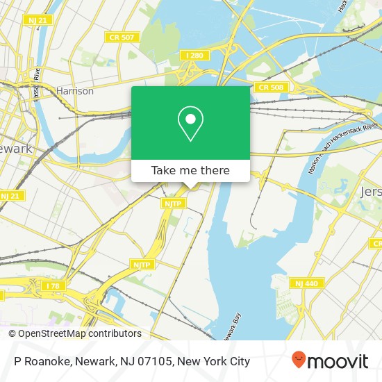 Mapa de P Roanoke, Newark, NJ 07105