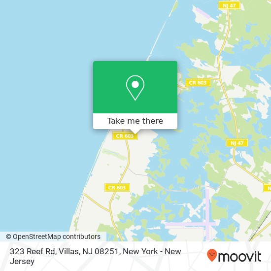 Mapa de 323 Reef Rd, Villas, NJ 08251