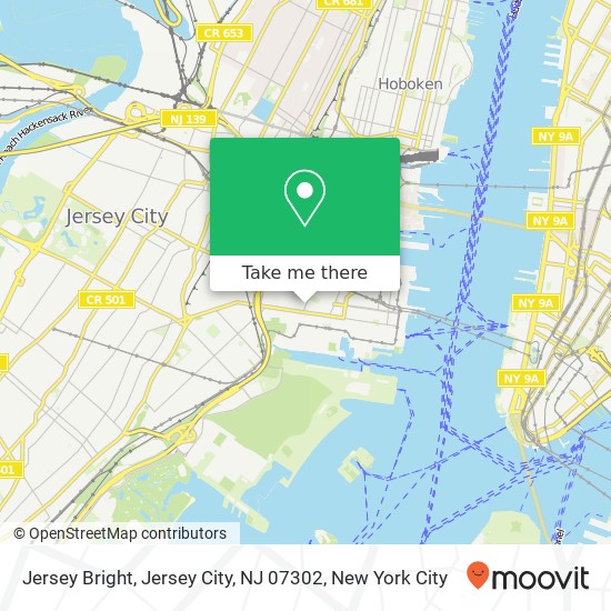 Mapa de Jersey Bright, Jersey City, NJ 07302