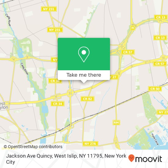 Mapa de Jackson Ave Quincy, West Islip, NY 11795