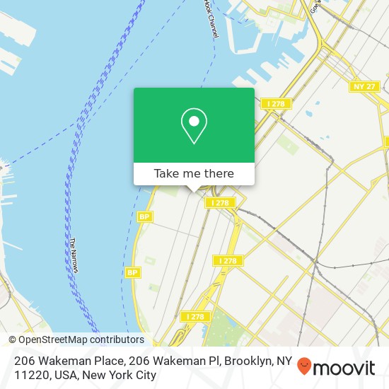 206 Wakeman Place, 206 Wakeman Pl, Brooklyn, NY 11220, USA map