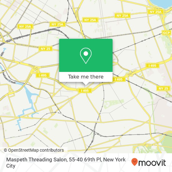Mapa de Maspeth Threading Salon, 55-40 69th Pl
