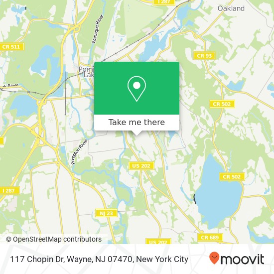 Mapa de 117 Chopin Dr, Wayne, NJ 07470