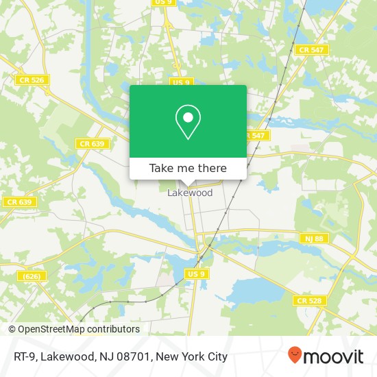 Mapa de RT-9, Lakewood, NJ 08701